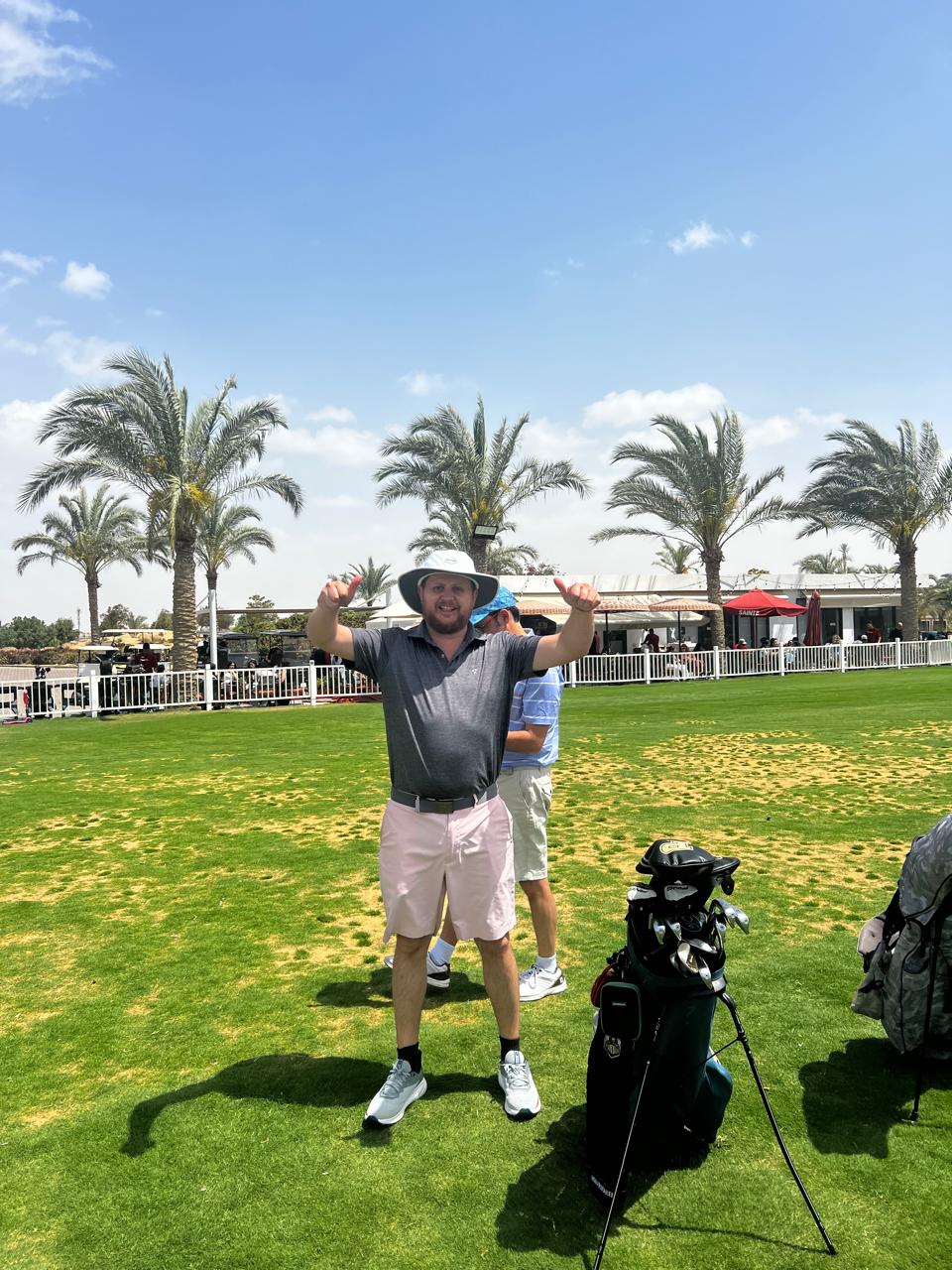 European golfer enjoying a winter golf day in Egypt
