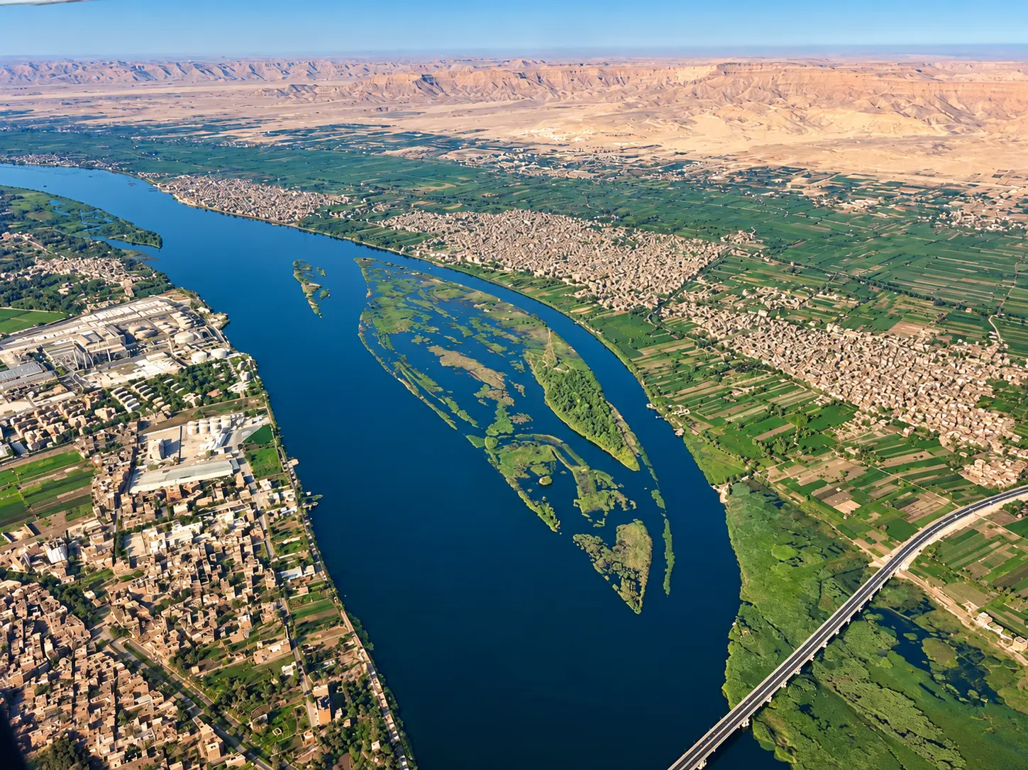 Representative aerial view of the Nile and surrounding landscape